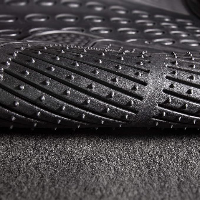 FH Group Automotive Floor Mats Climaproof for All Weather Protection Universal Fit Trimmable Heavy Duty fits Most Cars, SUVs, and Trucks, 2pc Front Set Solid Black