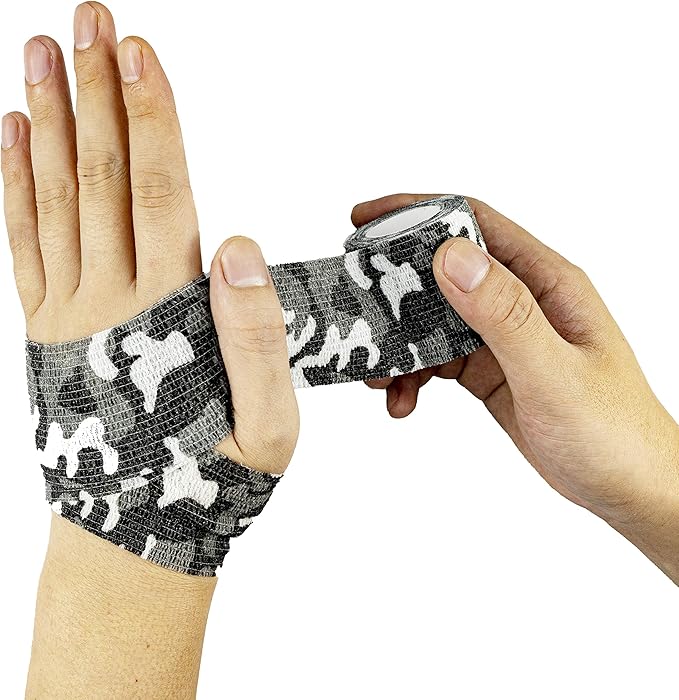 FRESINIDER 9 Rolls Self Adhesive Wrap Athletic Tape Gauze, Breathable Elastic Cohesive Bandage for Sports Injury & Pet (7 Pcs 2" x 5 Yards + 2 Pcs 1" X 5 Yards) (City Camo)