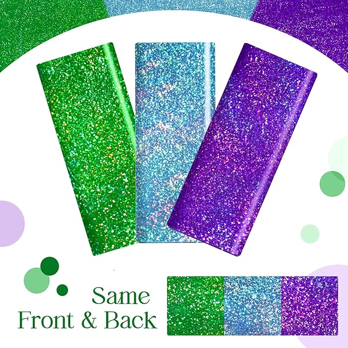 Sparkling Holographic Laser Tablecloth - Shimmering, Waterproof, Easy to Clean - Ideal for Halloween Bachelorette, Birthday, Wedding, and Anniversary Party Decorations (Light Blue & Green & Purple, 3)