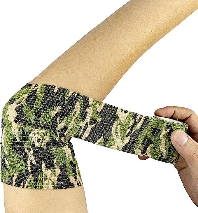 FRESINIDER 9 Rolls Self Adhesive Wrap Athletic Tape Gauze, Breathable Elastic Cohesive Bandage for Sports Injury & Pet (7 Pcs 2" x 5 Yards + 2 Pcs 1" X 5 Yards) (Woodland Camo)