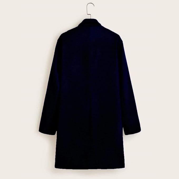 Men's Plaid Long Trench Coat Mid - Length Lapel Collar Button Down Warm Overcoat for Winter & Autumn Fashion