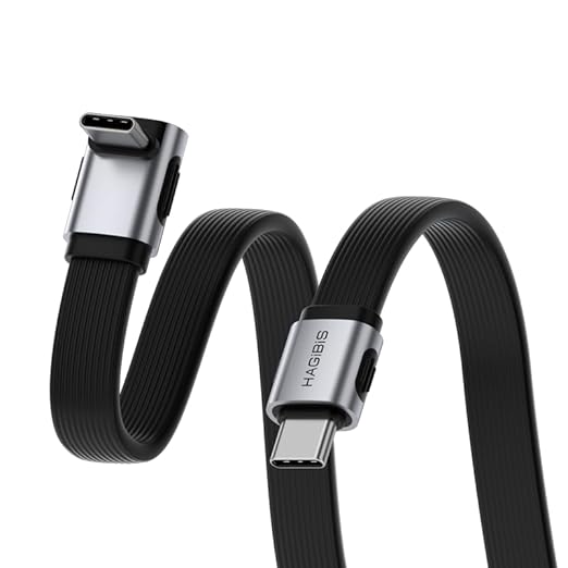 Hagibis USB4 Cable, 80Gbps Data Transfer, 240W Fast Charging USB-C Cable, 8K@60Hz USB 4 V2.0 Short Cable for iPhone 17 16 15 Pro Max, iPad Pro, Thunderbolt 5/4 (Middle 90 Degree, 1.6FT)