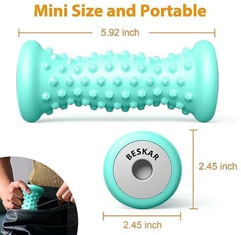 BESKAR Foot Massage Roller for Plantar Fasciitis Relief, Portable Deep Tissue Muscle Massage, Arch and Heel Pain Relief, Trigger Point Therapy Reflexology Tool