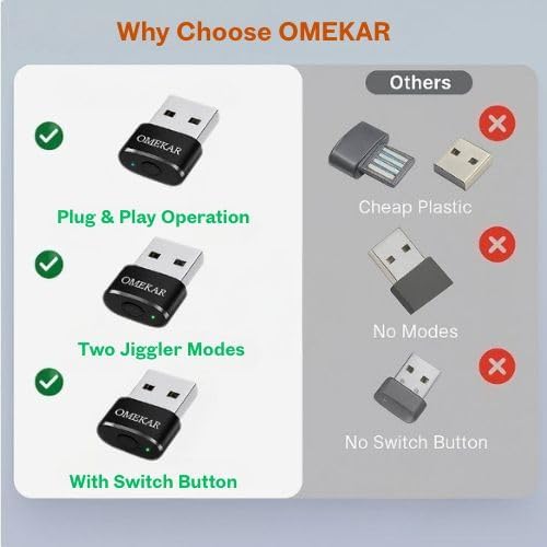 USB Mouse Jiggler Undetectable - Plug & Play Mouse Mover, Keeps Computer Awake, No Software, Work from Home USB Device