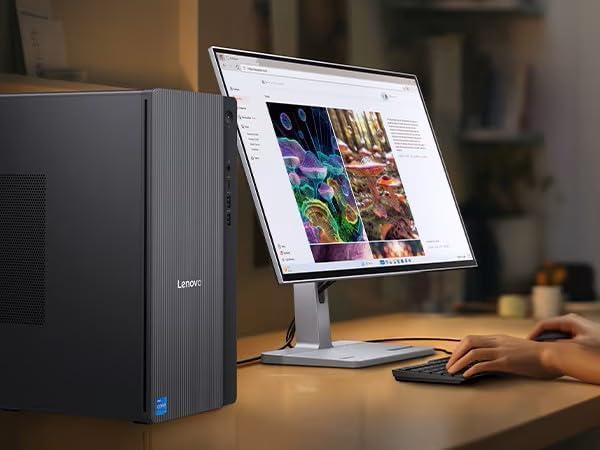 Lenovo IdeaCentre Secure & Productive Business Tower Desktop, Intel 10-Core Ultra 5 225, 16GB DDR5 RAM, 1TB Storage（512GB SSD & 500GB HDD, HDMI + VGA, Wi-Fi 6E, RJ-45, USB-C, Windows 11