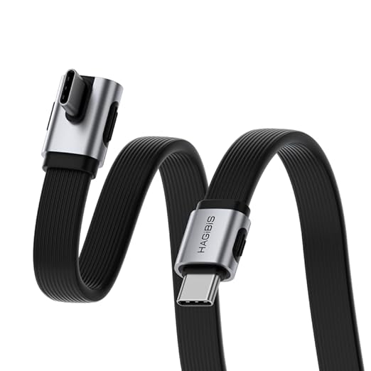 Hagibis USB4 Cable, 80Gbps Data Transfer, 240W Fast Charging USB-C Cable, 8K@60Hz USB 4 V2.0 Short Cable for iPhone 17 16 15 Pro Max, iPad Pro, Thunderbolt 5/4 (Vertical 90 Degree, 1.6FT)