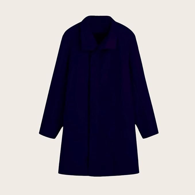 Men's Plaid Long Trench Coat Mid - Length Lapel Collar Button Down Warm Overcoat for Winter & Autumn Fashion