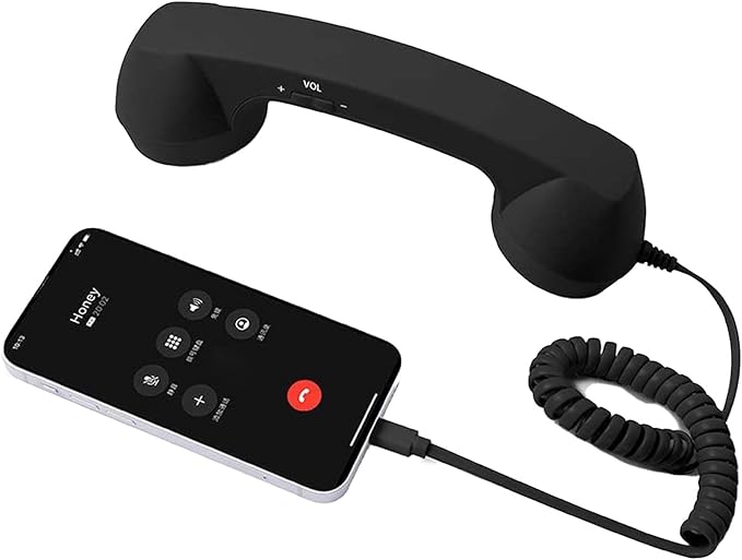 Retro Phone Handset for, with Microphone & Comment, Type-C Charging, Telephone Landline Phones, for Cell Mobile Video Conferences, Calls, Meetings, Vintage Plug in Handheld Receiver