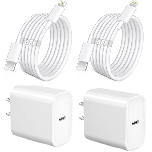 iPhone Fast Charger,Phone 14 13 12 11 Fast Charger USB C Wall Charger with 2-Pack 6FT Fast Charging Cable Compatible with iPhone 14/14 Pro/14 Pro Max/i Phone 13pro/12/11/X/8/7/6/iPad Pro/Mini/AirPods
