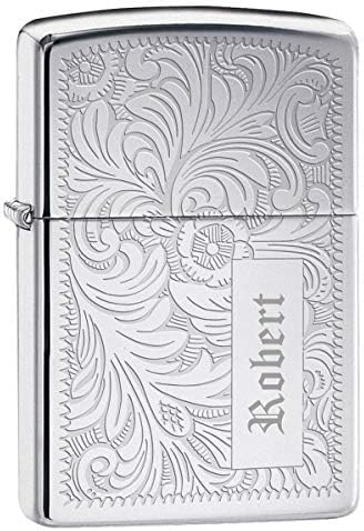 Custom Zippo Lighter – Personalized Engraved Venetian Design | Genuine Windproof Metal Lighter | Unique Gift for Men & Women – Christmas, Halloween, Valentine (Silver 352)