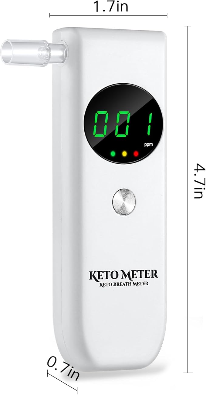 Home Breath Ketosis Meter Professional Portable Breath Ketone Breath Monitoring Analyzer - High Precision Ketone Breath Tester for Ketosis Testing with 10 Mouthpieces