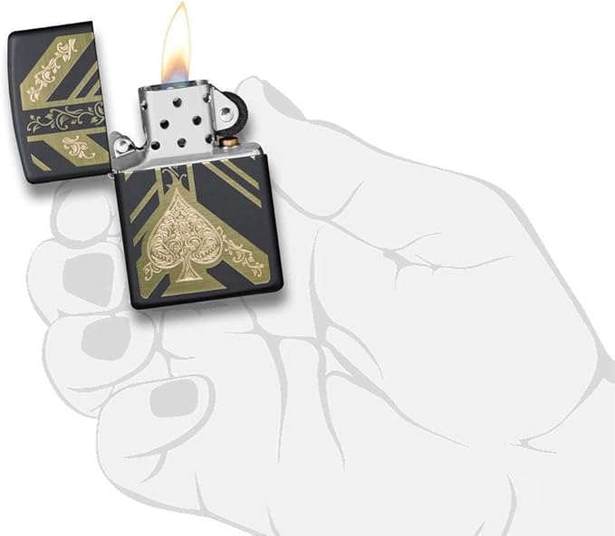 Personalized Zippo Ace of Spades Classic Oil Windproof Lighter Free Engraving - Christmas, Halloween & Valentines Day Gift (Black MATT)