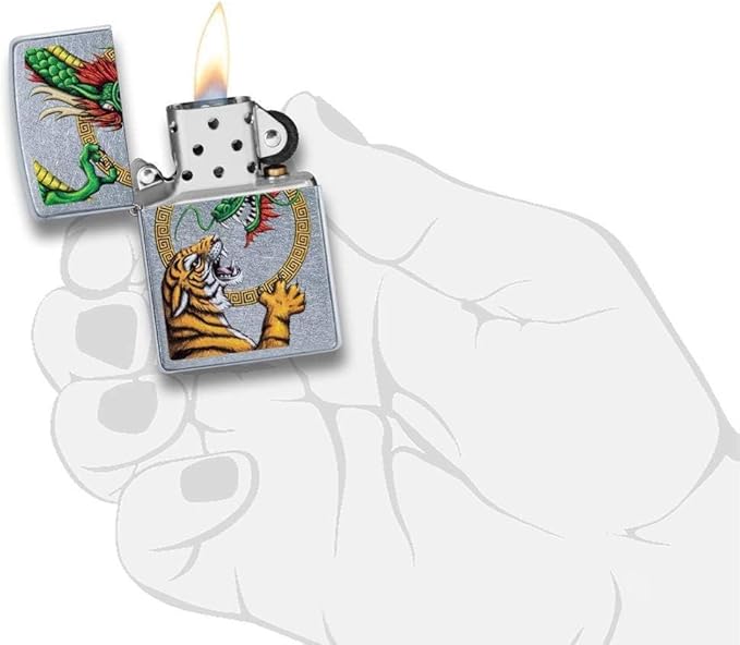 Custom Personalized Classic Dragon Tiger Designs Zippo Windproof Lighter Engraving - Christmas, Halloween & Valentines Day Gift (Tiger Dragon)