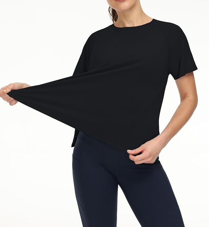 THE GYM PEOPLE Women's Short Sleeve Workout Shirts Breathable Yoga T-Shirts with Side Slits Athletic Tee Tops