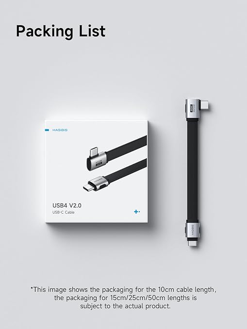 Hagibis USB4 Cable, 80Gbps Data Transfer, 240W Fast Charging USB-C Cable, 8K@60Hz USB 4 V2.0 Short Cable for iPhone 17 16 15 Pro Max, iPad Pro, Thunderbolt 5/4 (Side 90 Degree, 1.6FT)