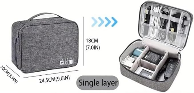Portable travel cable storage bag digital electronic organizer case Storage Bag Waterproof Digital Electronic Organizer Pack Of 1 (Red, 1Layer(24.5x10x18cm))