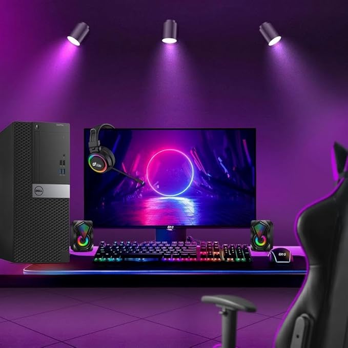 Dell Gaming Tower Desktop PC – Intel Core i5-6500 – 16GB RAM – 512GB SSD – GeForce GT 1030 – 22" LED Monitor – RGB Keyboard & Mouse – Windows 11 Pro – Gaming Computer (Renewed)