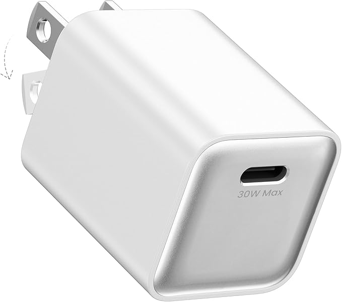 30W Compact Wall Charger, USB C Charger Block with GaN III Tech, PD3.0 PPS QC4.0 Fast Foldable Power Adapter for iPhone 16 15, Galaxy, Pixel, iPad, AirPods,MacBook Air (White, 1 Pack)