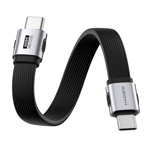 Hagibis USB4 Cable, 80Gbps Data Transfer, 240W Fast Charging USB-C Cable, 8K@60Hz USB 4 V2.0 Short Cable for iPhone 17 16 15 Pro Max, iPad Pro, Thunderbolt 5/4 (Straight, 1.6FT)