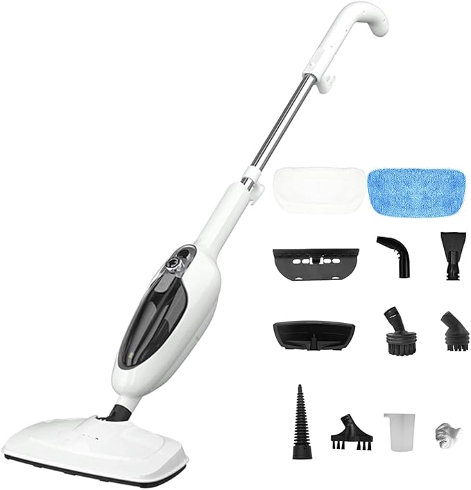 Steam Mop for Hardwood Cleaning, Steam Cleaner, Multipurpose Adapter Accessories, Floor Steamer, Lightweight, 20ft Power Cord, 2 Pads, 1200W, 300ml Water Capacity, 18 Secs Heat Up by Sandoo, SC1050