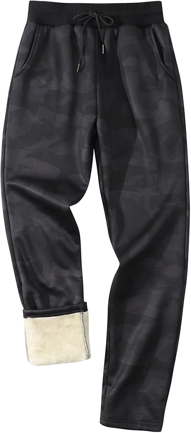 Gihuo Men's Winter Fleece Pants Sherpa Lined Sweatpants Active Running Jogger Pants