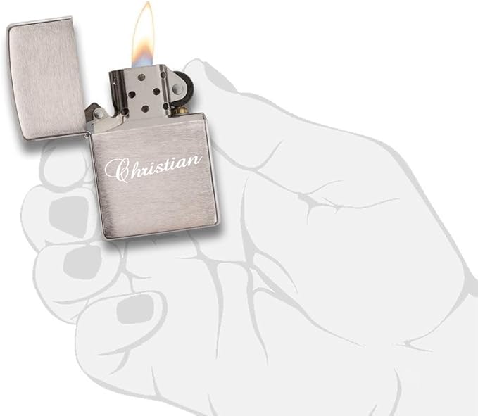 Customized Personalized ZIPPO Classic Windproof Oil Lighter Engraving for Wedding Christmas Day and Anniversary (Brush Silver)