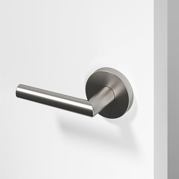 Okun Stark Dummy Door Handle – 1 Pack, Reversible, Non-Turning Lever for Closet, Pantry, or Hallway Doors – Brushed Nickel Finish
