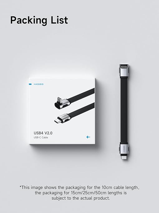 Hagibis USB4 Cable, 80Gbps Data Transfer, 240W Fast Charging USB-C Cable, 8K@60Hz USB 4 V2.0 Short Cable for iPhone 17 16 15 Pro Max, iPad Pro, Thunderbolt 5/4 (Middle 90 Degree, 0.5FT)