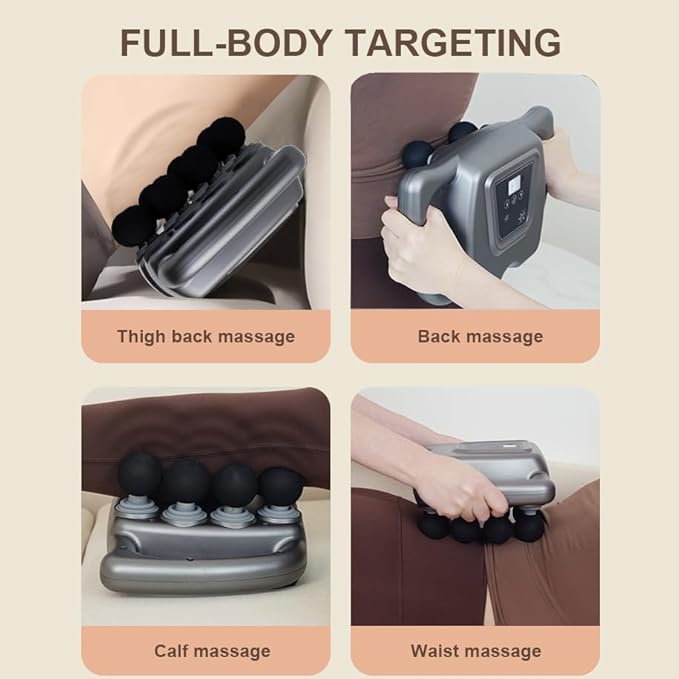 Quiet Deep Tissue Massage Gun for Muscle Relief, 16-Head Back Massager with Pure Copper Motor, Low-Noise Percussion Muscle Massager for Neck, Shoulder & Legs