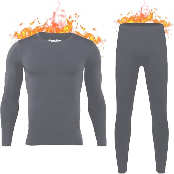 HEROBIKER Long Johns Thermal Underwear for Men Skiing Winter Warm Hunting Gear Fleece Lined Base Layer Set Top Bottom