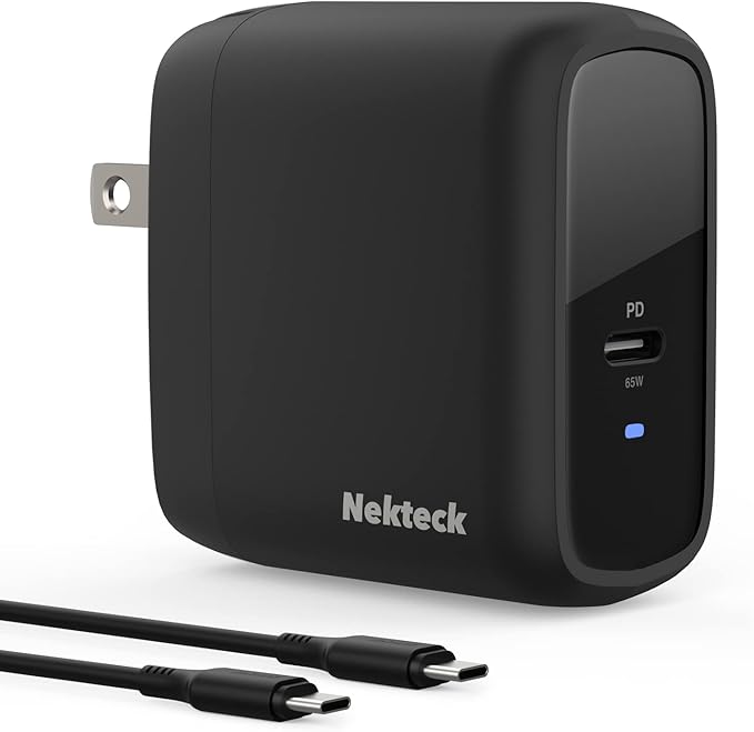 65W USB-C Charger, Nekteck Fast Charging Compatible with MacBook Air/Pro, Single-Port PD Laptop Charger with GaN II Technology, Compact & Stable