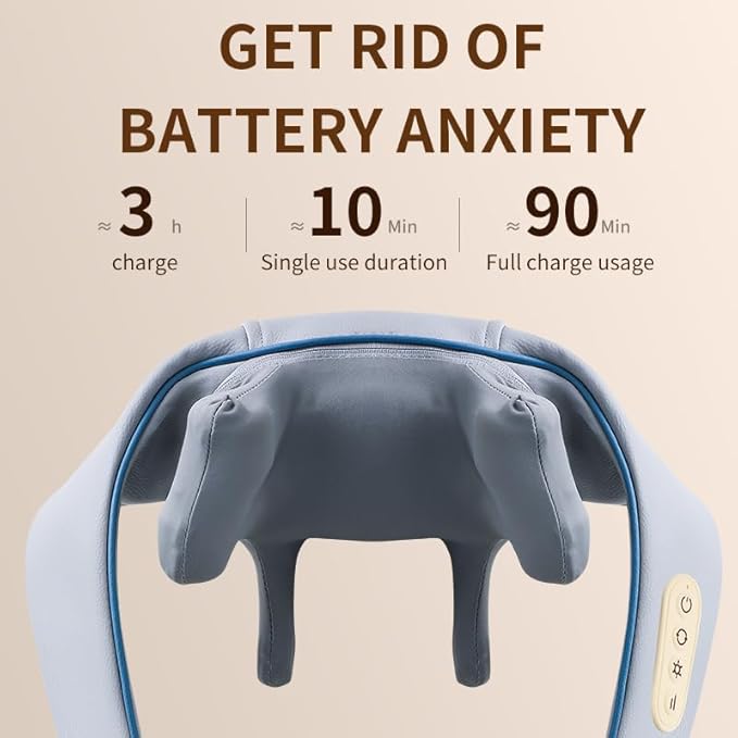Neck Massager with Heat,Massager for Neck and Shoulder Pain, Neck Massager, deep Tissue + 4D Kneading kneading Massage Pillow ，Massager with Heat,Portable, Rechargeable, FSA Eligible
