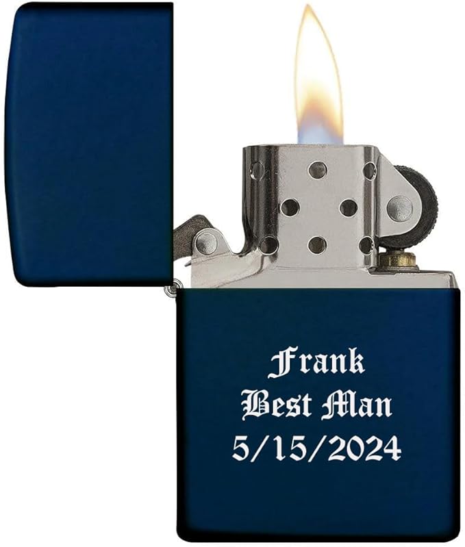 Customized Personalized ZIPPO Classic Windproof Oil Lighter Engraving (Navy Blue)