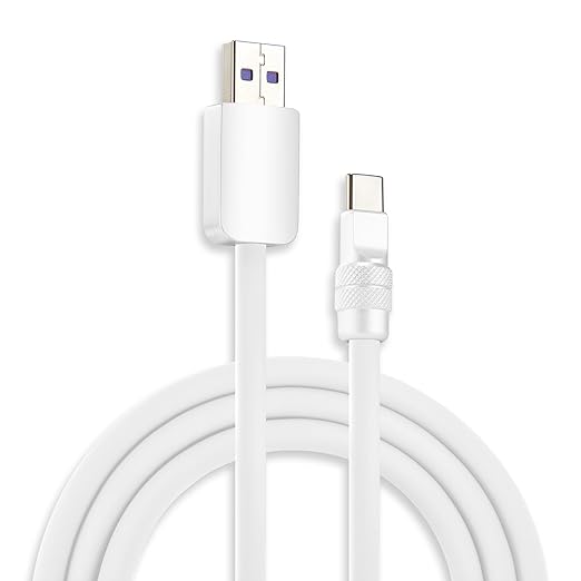 chubbycable Chubby 2.0 USB C 120W Fast Charging Cable Silicone Soft Durable USB C Cable Extra Thick Charger Cord Compatible with iPhone 17-15 Series iPad, White+White, USB-A to Type-C, 4.9FT