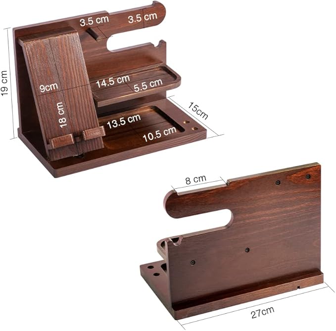 Gifts for Men Wood Phone Docking Station for Mens Gifts for Christmas Husband Anniversary Dad Birthday Gifts for Men or Dad - Nightstand Organizer Purse Father Desk Accessories & Workspace Organizer