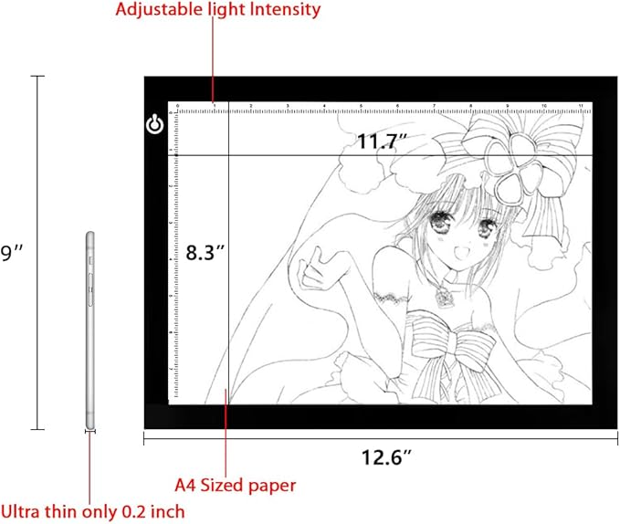 LitEnergy A4 LED Copy Board Light Tracing Box, Adjustable USB Power Artcraft LED Trace Light Pad for Tattoo Transferring, Drawing, Streaming, Sketching, Animation, Stenciling, Diamond Art Painting