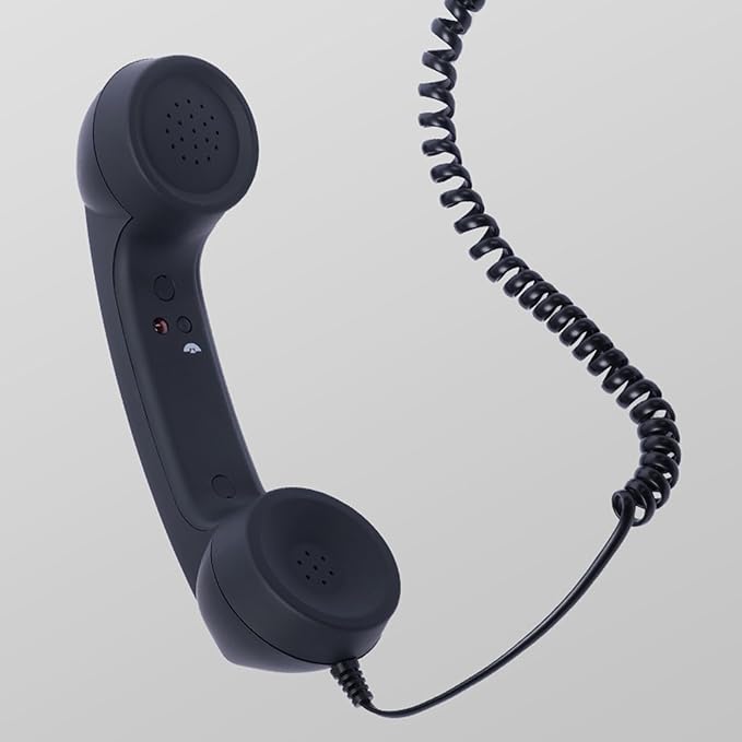 Retro Phone Handset, Plugs Play Type C Telephone Receiver Styles Cord Speakers with Dedicated Answer/End Keys, for Cell Mobile Video Conferences, Calls, Meetings