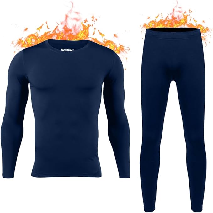 HEROBIKER Long Johns Thermal Underwear for Men Skiing Winter Warm Hunting Gear Fleece Lined Base Layer Set Top Bottom
