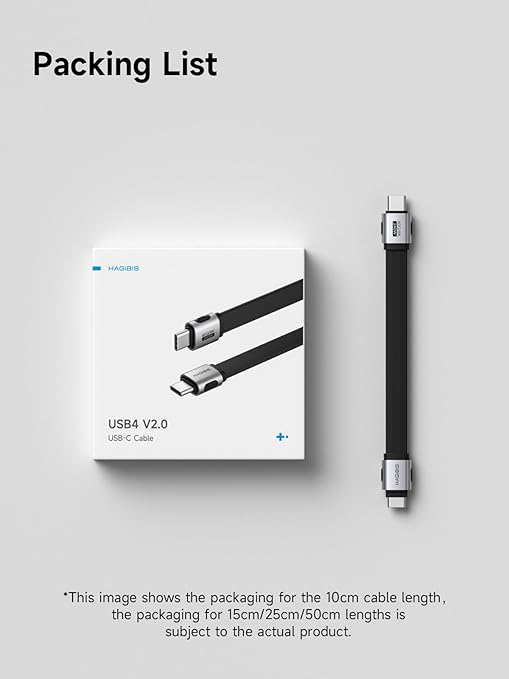 Hagibis USB4 Cable, 80Gbps Data Transfer, 240W Fast Charging USB-C Cable, 8K@60Hz USB 4 V2.0 Short Cable for iPhone 17 16 15 Pro Max, iPad Pro, Thunderbolt 5/4 (Straight, 1.6FT)