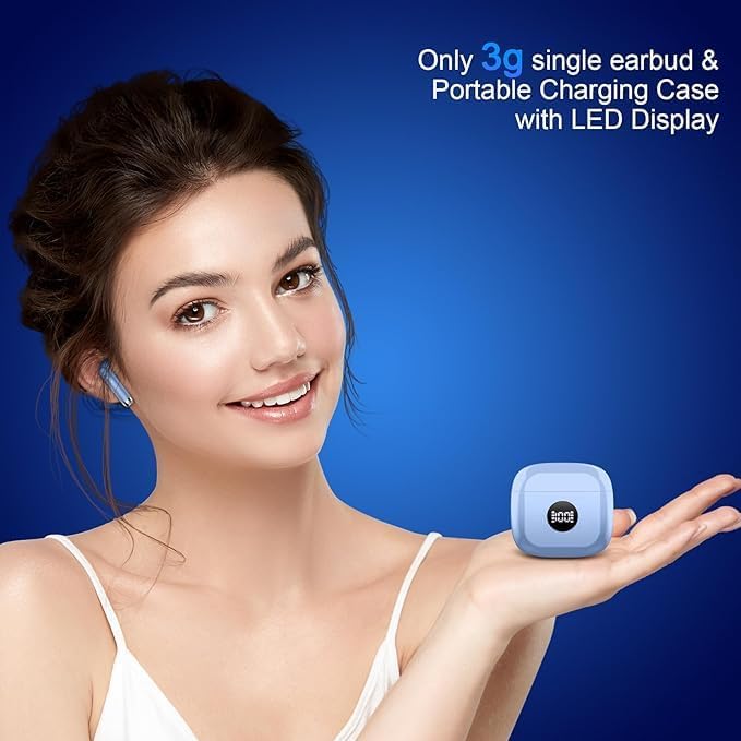 Wireless Earbuds Bluetooth 5.4 , Ear Buds LED Power Display Headphones 6D Stereo, Bluetooth Earbuds in-Ear Noise Cancelling Mic, 40H Playback Mini Case IP7 Waterproof Sports Earphones for Android iOS