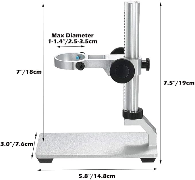 Ninyoon Universal Microscope Stand Pro, Stable Professional Aluminum Alloy Scope Base Holder Support Bracket for Max Diameter 1.4" USB Digital Wireless WiFi Microscope Endoscope Magnifier Camera