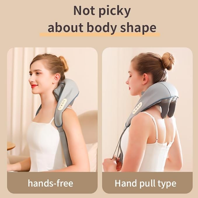 Neck Massager with Heat,Massager for Neck and Shoulder Pain, Neck Massager, deep Tissue + 4D Kneading kneading Massage Pillow ，Massager with Heat,Portable, Rechargeable, FSA Eligible