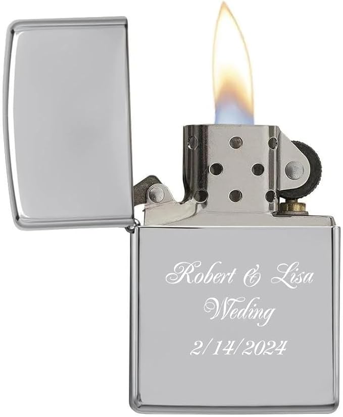 Customized Personalized ZIPPO Classic Windproof Oil Lighter Engraving (HP Chrome)