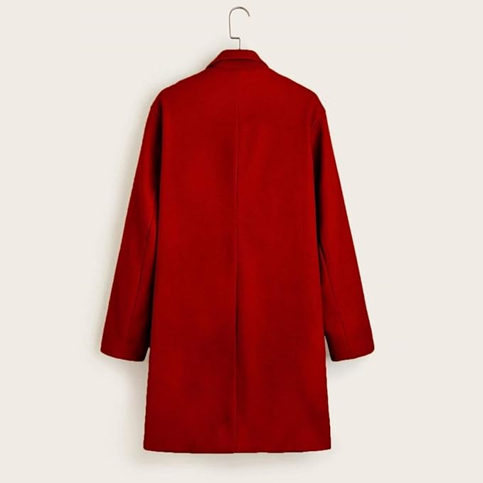 Men's Plaid Long Trench Coat Mid - Length Lapel Collar Button Down Warm Overcoat for Winter & Autumn Fashion