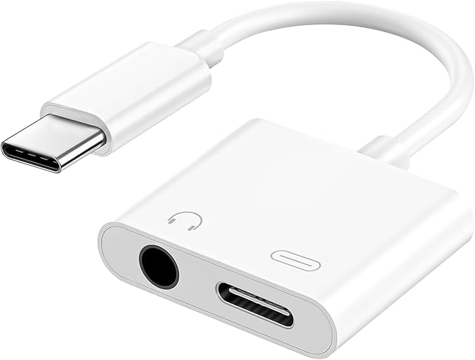 USB C to 3.5mm Headphone and Charger Adapter, Type C to Aux Jack Dongle Cable Cord with PD Fast Charging for iPhone 15/16/17 Pro/Max/Plus, iPad, Samsung Galaxy S23/S24 Ultra, Note 20(1-Pack)