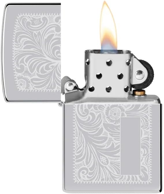 Custom Zippo Lighter – Personalized Engraved Venetian Design | Genuine Windproof Metal Lighter | Unique Gift for Men & Women – Christmas, Halloween, Valentine (Silver 352)