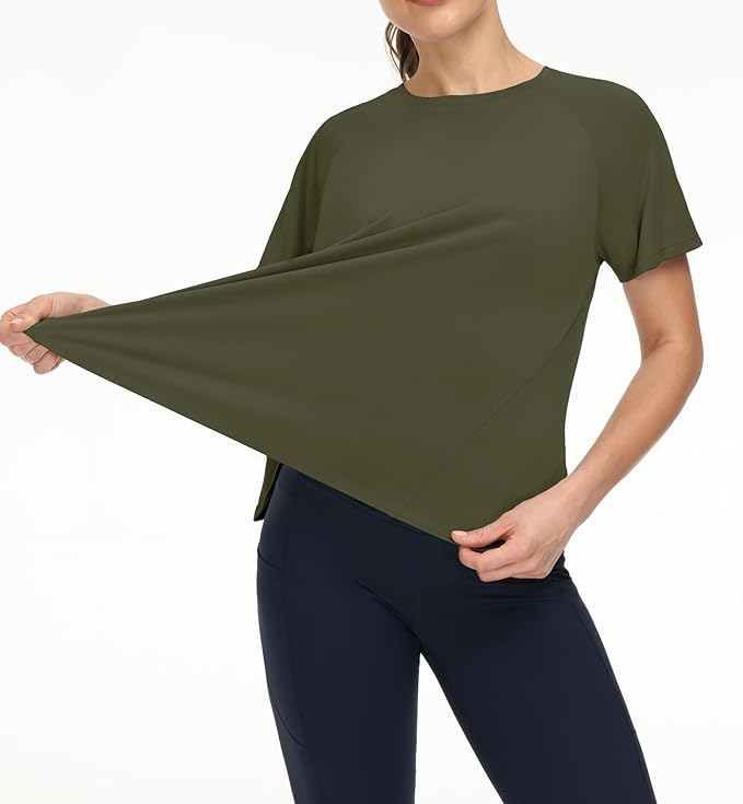 THE GYM PEOPLE Women's Short Sleeve Workout Shirts Breathable Yoga T-Shirts with Side Slits Athletic Tee Tops