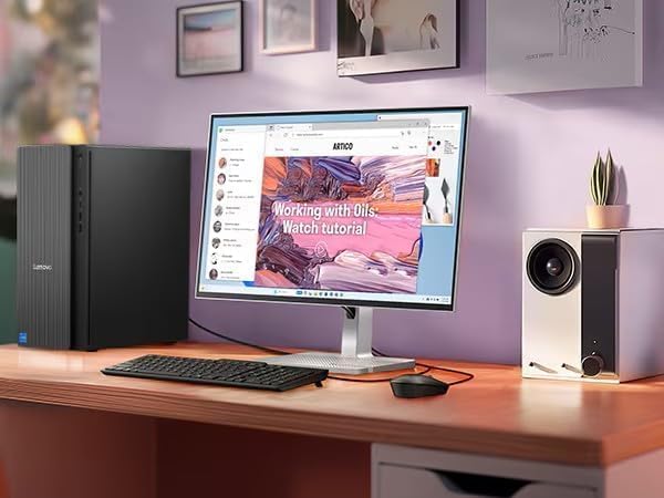 Lenovo IdeaCentre Secure & Productive Business Tower Desktop, Intel 10-Core Ultra 5 225, 16GB DDR5 RAM, 1TB Storage（512GB SSD & 500GB HDD, HDMI + VGA, Wi-Fi 6E, RJ-45, USB-C, Windows 11