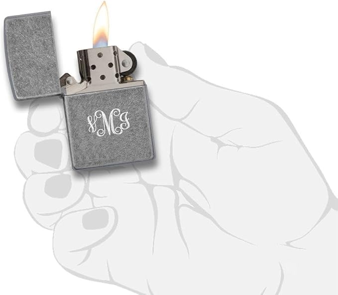 Customized Personalized ZIPPO Classic Windproof Oil Lighter Engraving (Antique Silver)