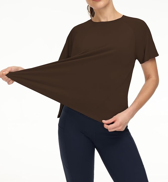 THE GYM PEOPLE Women's Short Sleeve Workout Shirts Breathable Yoga T-Shirts with Side Slits Athletic Tee Tops